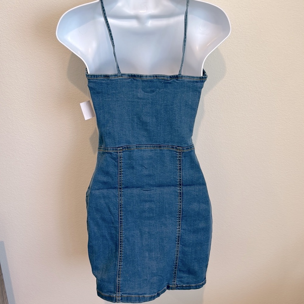 Premium Stretch Denim Button Down Dress 99% Cotton - Picture 14 of 17